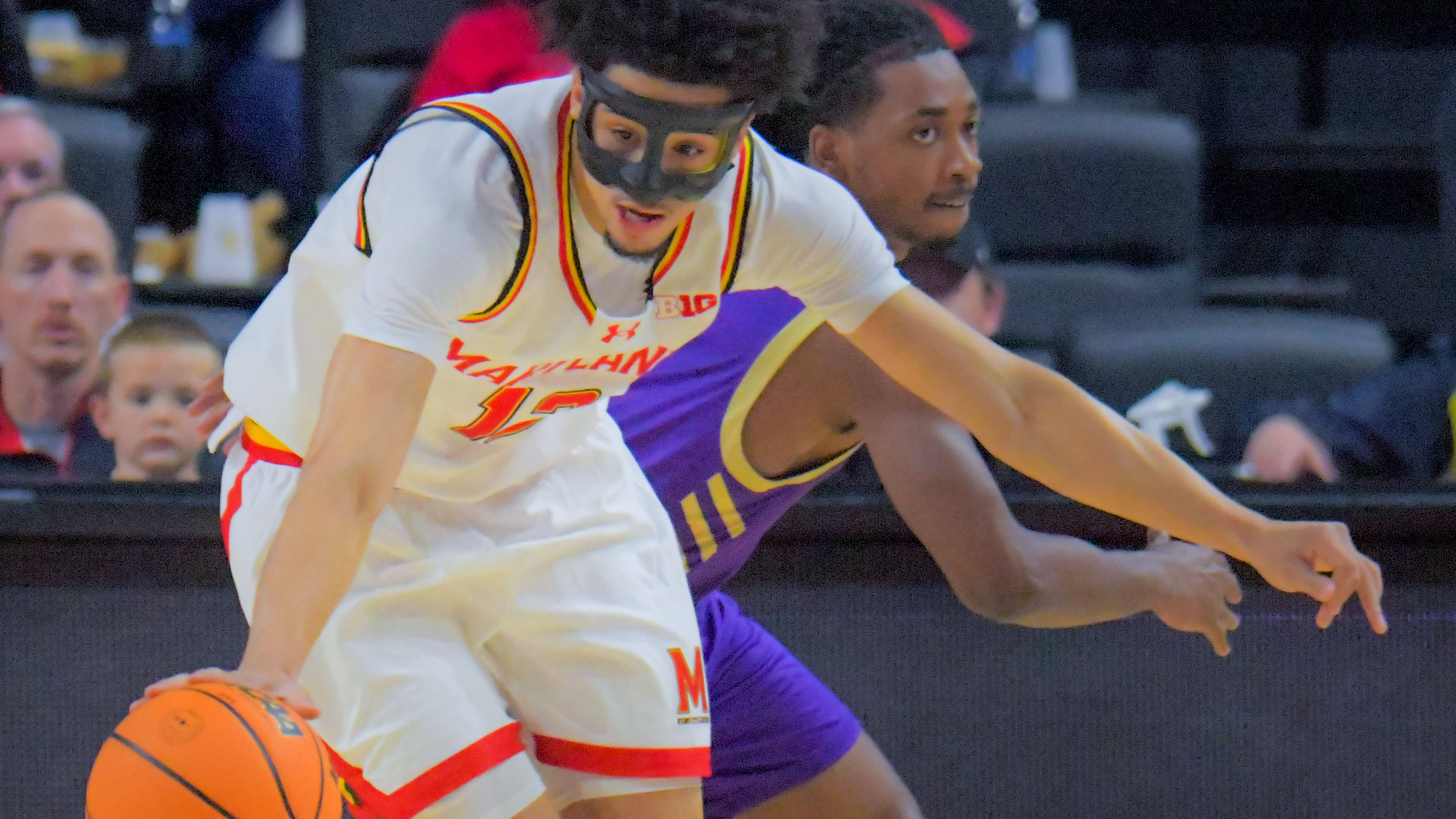 Terps guard Isaiah Watts steals the ball from Alcorn State guard Davian Williams during the first half of Maryland's 20-point win. The Terps finished the game with 21 forced turnovers. (Karl Merton Ferron/Staff)